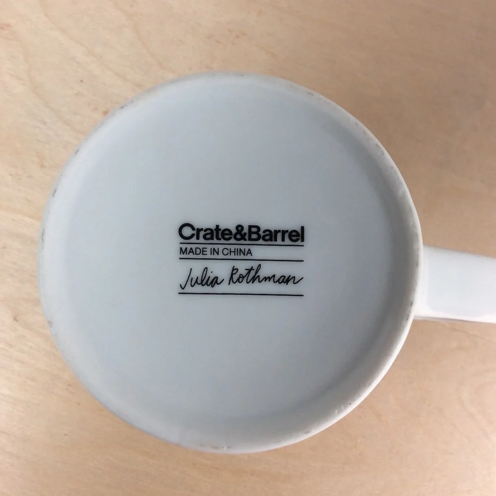 Crate & Barrel Christmas Tree Coffee Mug Julia Rothman Modern Style Red Green